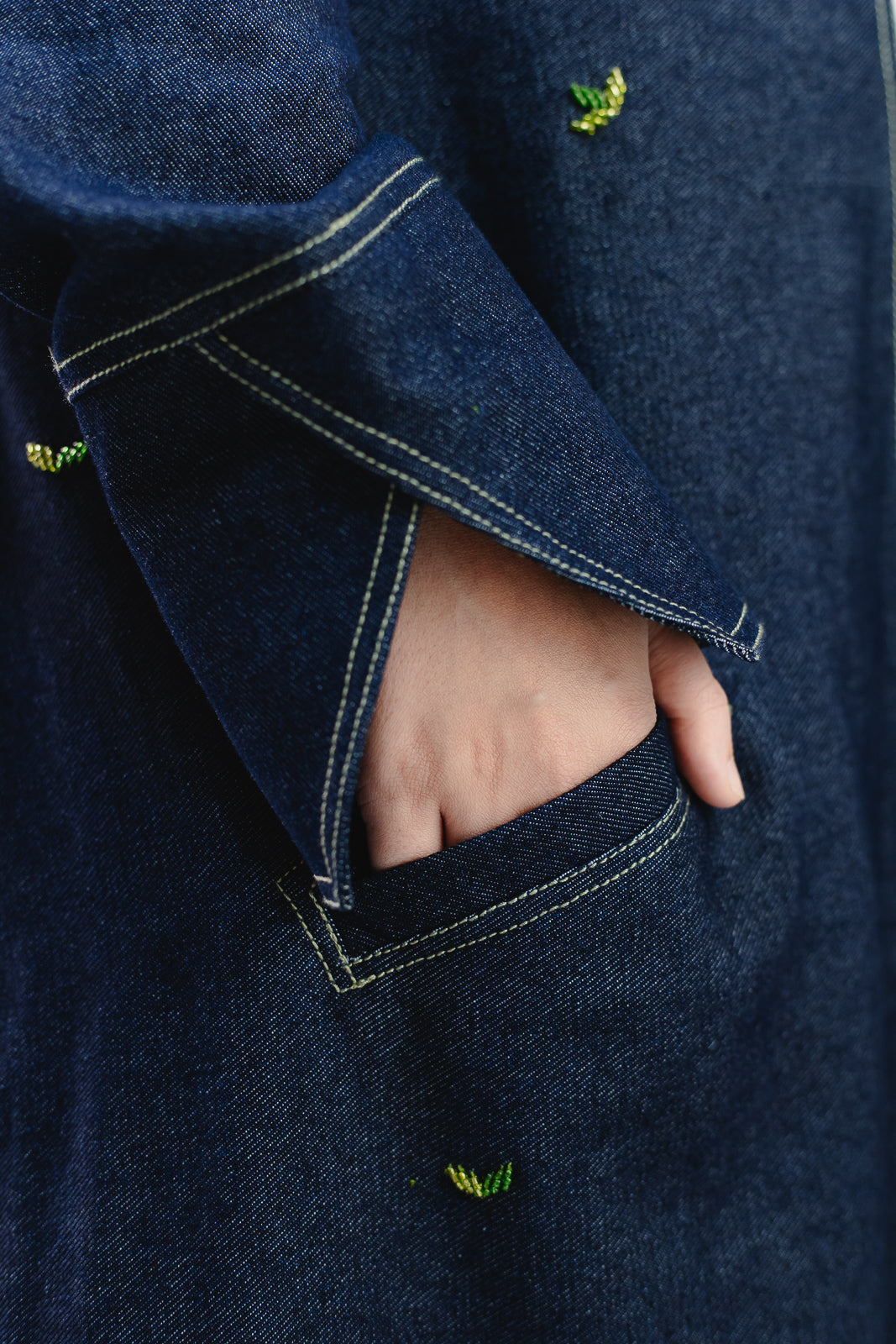 Leafy Embellished Jeans Abaya