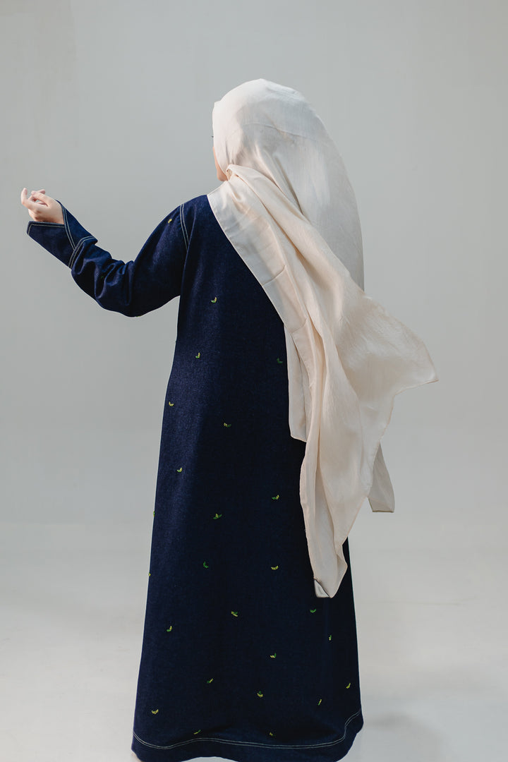 Leafy Embellished Jeans Abaya