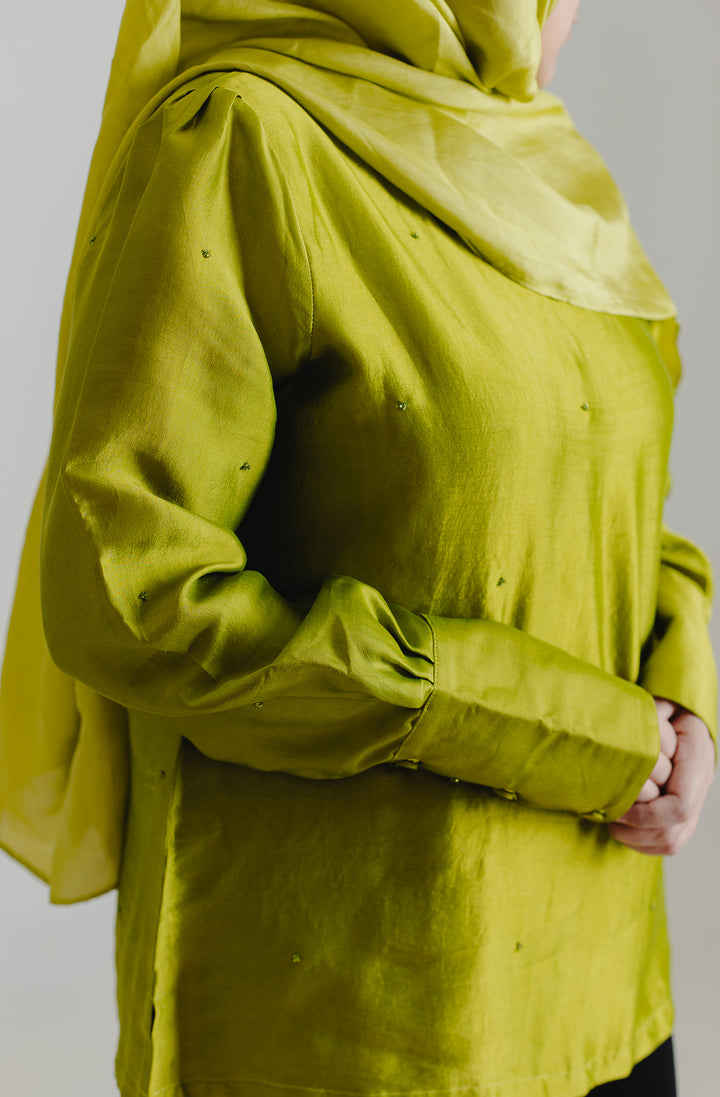 Long Cuff Lime Green Top