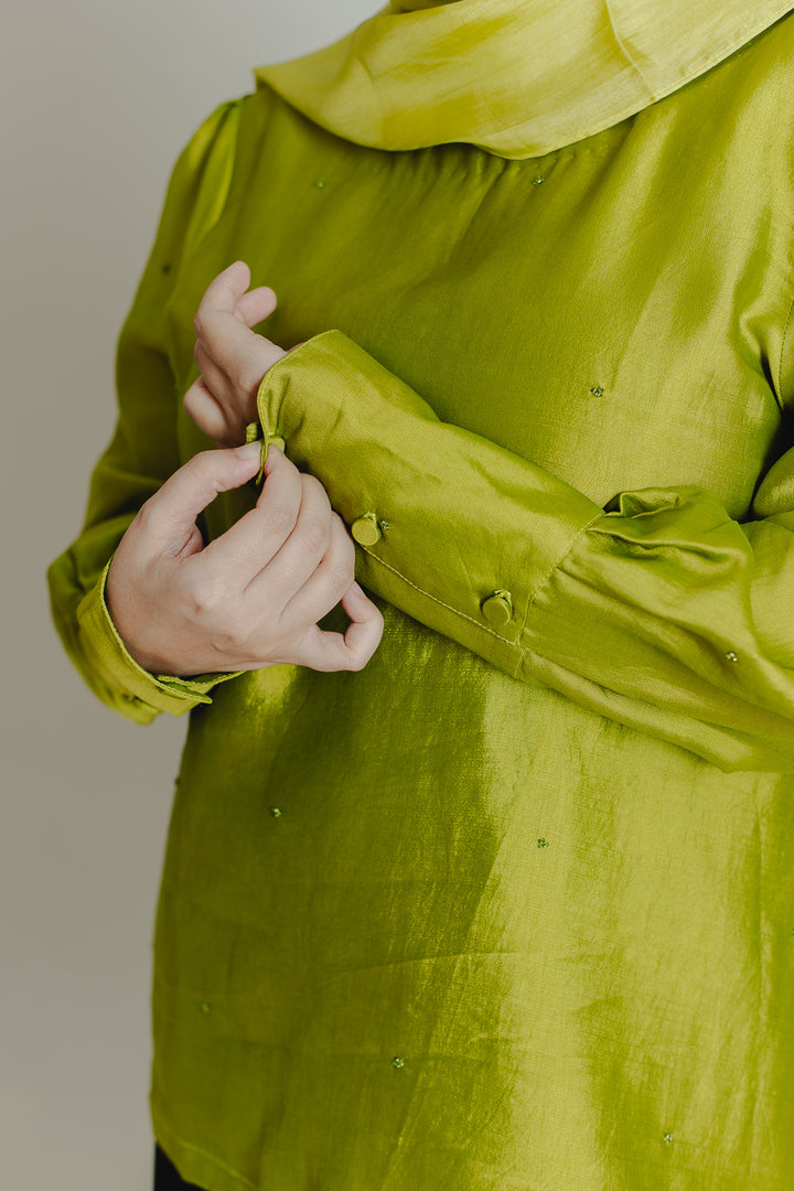 Long Cuff Lime Green Top
